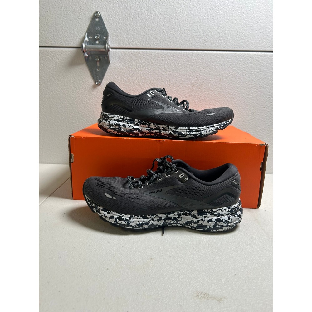 Brooks Ghost 15 Running Shoes Black White Marble Size 9.5 #3046